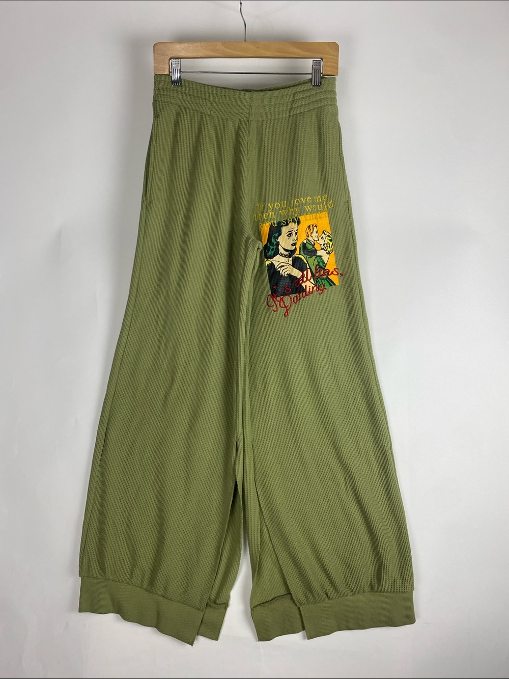 Boys Lie DON'T SAY IT DARLING HIT| in Olive Wide leg Women’s Size Small